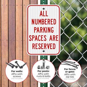 All Numbered Parking Spaces Reserved Sign, 12x18 Inches, 3M EGP Reflective .063 Aluminum, Fade Resistant, Easy Mounting, Indoor/Outdoor Use, Made in USA by Sigo Signs
