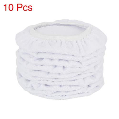 X AUTOHAUX 10pcs 9-10 Inch White Soft Mircrofiber Car Wax Polishing Bonnet Buffing Pad Washable Covers Polisher Waxing Tools 9" 10"