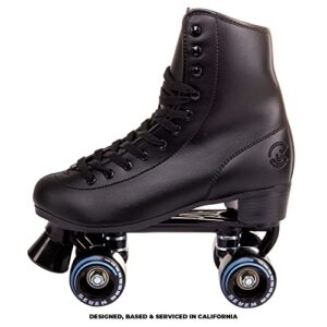 C SEVEN C7skates Quad Roller Skates | Retro Design (Black, Women's 7 / Youth 6 / Men's 6)