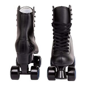 C SEVEN C7skates Quad Roller Skates | Retro Design (Black, Women's 7 / Youth 6 / Men's 6)