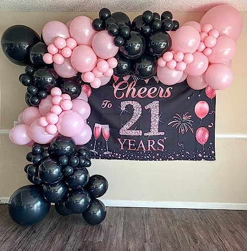 Black Pink Balloon Garland Light Pink Rose Gold Metallic Balloons Different Sizes Black Pastel Latex Balloons For Baby Shower Birthday Wedding Bridal Shower Graduation Decorations