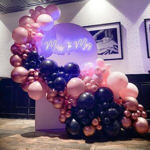 Black Pink Balloon Garland Light Pink Rose Gold Metallic Balloons Different Sizes Black Pastel Latex Balloons For Baby Shower Birthday Wedding Bridal Shower Graduation Decorations