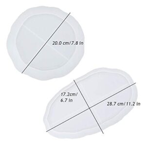 2PC Silicone Large Tray Mold Irregular Oval/Round Coasters Epoxy Resin Casting Mould Kit Art Supplies for Resin Home Office Decor Ideal Gift (Oval+Round)