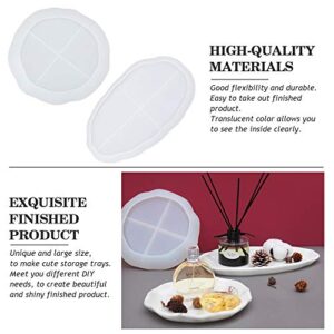 2PC Silicone Large Tray Mold Irregular Oval/Round Coasters Epoxy Resin Casting Mould Kit Art Supplies for Resin Home Office Decor Ideal Gift (Oval+Round)
