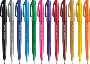 pentel ses15c brush sign pen pen tip flexible fiber 12 colors