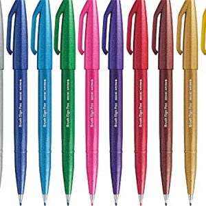 Pentel SES15C Brush Sign Pen Pen Tip Flexible Fiber 12 Colors