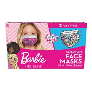 masks children’s single use face, barbie, 14 count, small, ages 2-7, kids toys for ages 2 up by just play