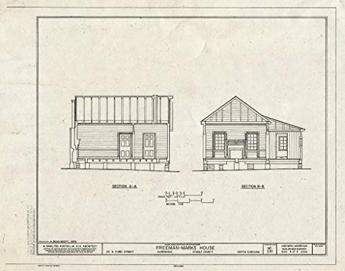 Historic Pictoric : Blueprint HABS NC,84-ALB,1- (Sheet 4 of 4) - Freeman-Marks House, 112 North Third Street, Albemarle, Stanly County, NC 20in x 16in