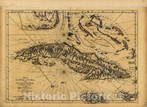 historic 1768 wall map - a general topography of north america and the west indies - a map of the isle of cuba with the bahama islands, gulf of florida, and windward 44in x 32in