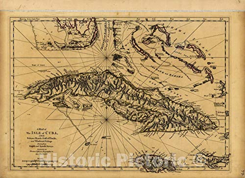 Historic 1768 Wall Map - A General Topography of North America and The West Indies - A Map of The Isle of Cuba with The Bahama Islands, Gulf of Florida, and Windward 44in x 32in