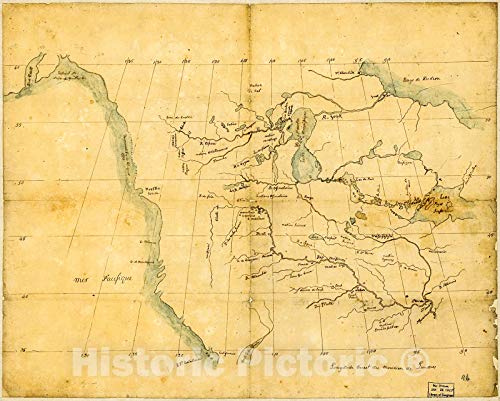 Historic 1790 Wall Map - [North America from The Mississippi River to The Pacific, Between The 35th and 60th parallers of Latitude 24in x 18in