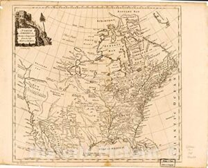 historic 1700 wall map - north america, 44in x 36in