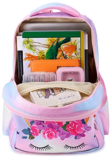 CAMTOP Backpack for Kids Girls School Backpack with Lunch Box Preschool Kindergarten BookBag Set (Y0058-2 Rainbow-1)
