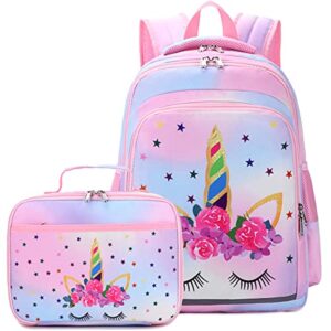 camtop backpack for kids girls school backpack with lunch box preschool kindergarten bookbag set (y0058-2 rainbow-1)