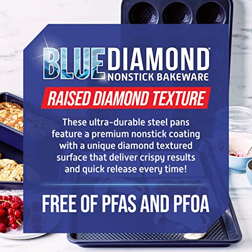 Blue Diamond Bakeware Diamond Infused Ceramic Nonstick, 18" x 13" Half Cookie Sheet Baking Pan, Dishwasher and Freezer Safe, PFAS-Free, Blue