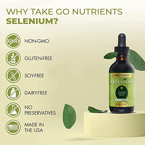 Go Nutrients Selenium 200 mcg Supplement | Go Nutrients Nascent Iodine Supplement | High Potency Liquid Drops - Non-GMO, Gluten-Free