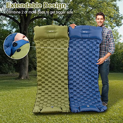 Night Cat Sleeping Air Pad with Pillow Inflatble Mat Mattress Bed for Camping Backpacking Hiking Traveling 75x25 inches