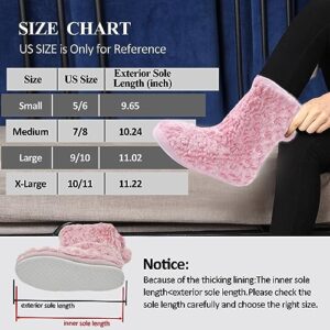 Forfoot House Slippers for Women, Warm Ladies Barbie Pink Slipper Boots Comfy Home Bedroom Plush Lined Non Slip Indoor Shoes Size 9.5