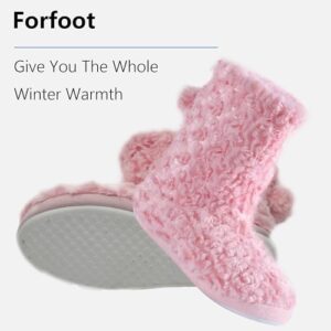 Forfoot House Slippers for Women, Warm Ladies Barbie Pink Slipper Boots Comfy Home Bedroom Plush Lined Non Slip Indoor Shoes Size 9.5