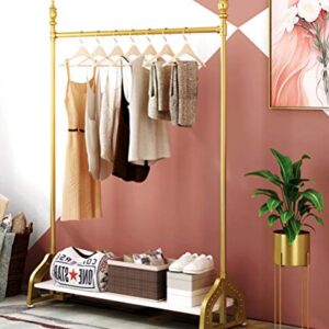 FONECHIN Clothing Display Rack Garment Rack with Bottom Shelf Heavy Duty Clothes Rack Retail Hanging Rack Closet Organizer for Boutique Gold 47"