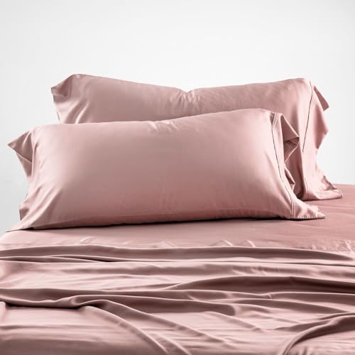 Olive + Crate Tencel Eucalyptus Cooling Pillow Cases for Hot Sleepers - Moisture Wicking, Temperature Regulating, Queen Size Silk Pillowcase - Sateen Weave, Naturally Produced (2 Pack) | Rose Pink