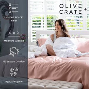 Olive + Crate Tencel Eucalyptus Cooling Pillow Cases for Hot Sleepers - Moisture Wicking, Temperature Regulating, Queen Size Silk Pillowcase - Sateen Weave, Naturally Produced (2 Pack) | Rose Pink