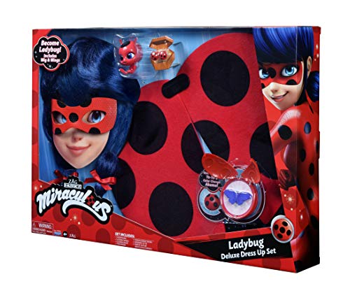 Miraculous: Tales of Ladybug and Cat Noir Deluxe Role Play Set Ladybug Costume Kids Fancy Dress Set with Mask and Accessories Ladybug Superhero Costumes for Girls and Boys