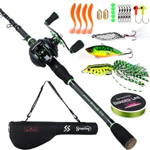 sougayilang baitcasting travel fishing rod reel combos baitcasting fishing reel-telescopic carbon fishing pole with carrier case