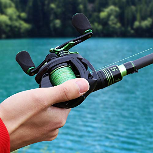 Sougayilang Baitcasting Travel Fishing Rod Reel Combos Baitcasting Fishing Reel-Telescopic Carbon Fishing Pole with Carrier Case