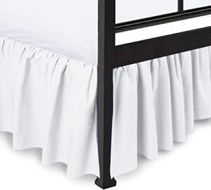 ruffled bed skirt with split corners - white, king bedskirt, gathered style easy fit up to 16 inch drop, with platform three sided coverage dust ruffle bed skirts (white king)