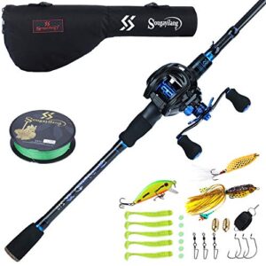 sougayilang baitcaster combo fishing rod and reel combo, ultra light baitcasting fishing reel with rod bag for travel saltwater freshwater and beginner-7ft with right hand reel with rod bag