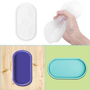 AFUNTA DIY Oval Silicone Coaster Mold,2 Pcs Soft Flexible Oval Crystal Silicone Molds for Casting with Resin, Concrete, Cement and Polymer Clay - Transparent White
