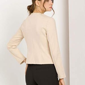 Allegra K Women's Fall Casual Jacket Elegant Button Front Work Office Blazer X-Small Beige
