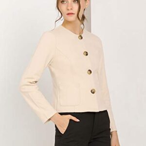 Allegra K Women's Fall Casual Jacket Elegant Button Front Work Office Blazer X-Small Beige