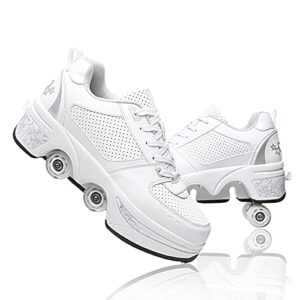 mlyzhe deformation roller shoes male and female skating shoes adult children's automatic walking shoes invisible pulley shoes skates with double-row deform wheel