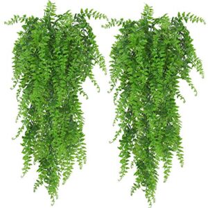huryfox artificial hanging plants fern vine - fake ivy leaves decoration for indoors & outdoors, faux foliage greenery decor for living room, kitchen, balcony, garden, bedroom, farmhouse aesthetic