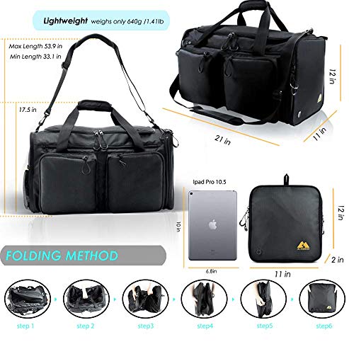 Duffle Bag for Men Ultra-Lightweight Foldable Gym Duffle Bag | 40L Capacity Shoes Compartment & WetPocket | Multi-Function Carry | Perfect for Travel & Workout Beach Bag Tote Bag for Women