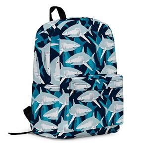 ycgre shark school backpack, lightweight cute kids backpack classic bookbag cool daypack for teen boys girls high school student, 17 inch