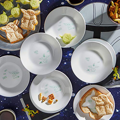 Corelle Vitrelle 8-Piece Appetizer Plates Set, Triple Layer Glass and Chip Resistant, 6-3/4-Inch Lightweight Round Plates, Disney Star Wars-The Child