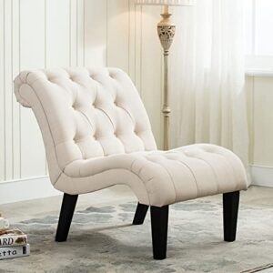 yongqiang accent chair for bedroom living room chairs tufted upholstered lounge chair with wood legs linen fabric