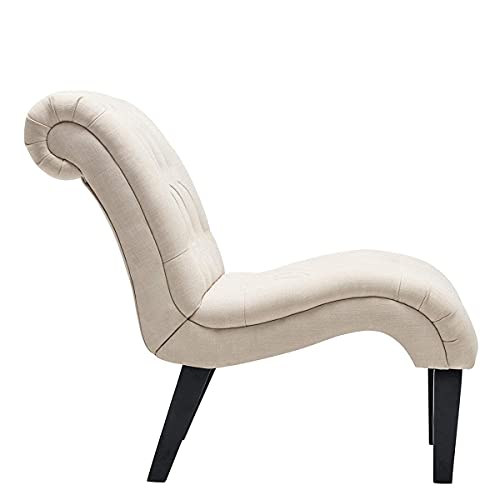 Yongqiang Accent Chair for Bedroom Living Room Chairs Tufted Upholstered Lounge Chair with Wood Legs Linen Fabric