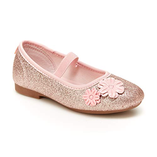 OshKosh B'Gosh Girls Montana Ballet Flat, Rose Gold, 7 Toddler