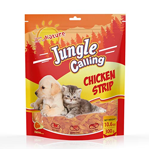 Jungle Calling Soft Training Treats for Small Dog and Cats, Mini Chicken Strips Puppy Training Snacks Easy to Digest, Grain Free