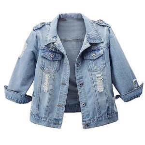 hixiaohe women autumn 3/4 sleeve retro short denim jackets light blue jean coats (03 light blue, xl)