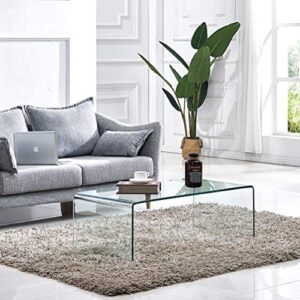 Premium Tempered Glass Coffee Table,Clear Coffee Table, Small Modern Coffee Table for Living Room,Match Well with Rug (39.4x19.7x13.8)