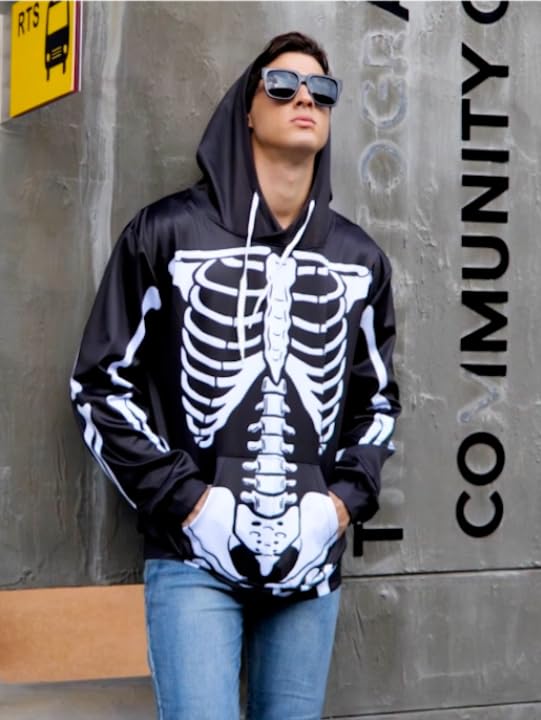 uideazone Boys Hoodies Sweatshirt Tops Funny Skeleton Sweater Pullover Mid-Weight Tracksuit Tops with Pocket Jumper Streetwear …