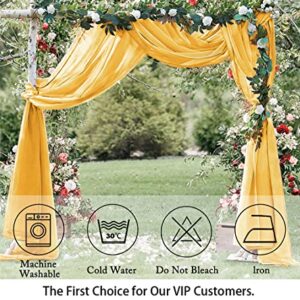 Chiffon Backdrop Curtains 29"x96'' 2 Panels Gold Chiffon Curtains Window Curtain Panels Semi-Sheer Curtain Drapes Soft Chiffon Fabric Backdrop for Parties Stage Decortation (29"x96" 2 Panels, Gold)