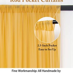 Chiffon Backdrop Curtains 29"x96'' 2 Panels Gold Chiffon Curtains Window Curtain Panels Semi-Sheer Curtain Drapes Soft Chiffon Fabric Backdrop for Parties Stage Decortation (29"x96" 2 Panels, Gold)