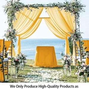 Chiffon Backdrop Curtains 29"x96'' 2 Panels Gold Chiffon Curtains Window Curtain Panels Semi-Sheer Curtain Drapes Soft Chiffon Fabric Backdrop for Parties Stage Decortation (29"x96" 2 Panels, Gold)