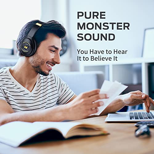 Monster Persona Noise Cancelling Headphones Wireless, Bluetooth Headphones Over Ear, Wireless Headphones Hi-Fi Audio Deep Bass,Quick Charge 30H Playtime, Memory Foam Ear Cups, for Travel, Home Office